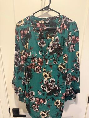 torrid Teal Floral Button-Front Blouse